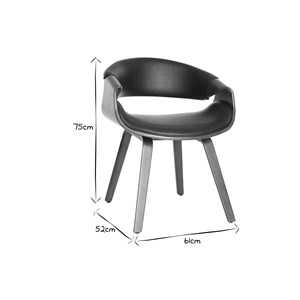 Fauteuil noir et bois foncé noyer aramis