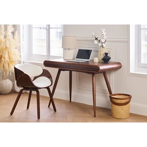 Chaise blanc et bois foncé noyer bent