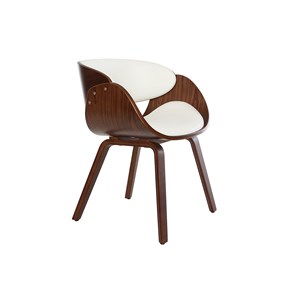 Chaise blanc et bois foncé noyer bent
