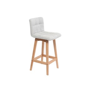 Tabourets de bar en tissu gris clair et bois h65 cm (lot de 2) klaris