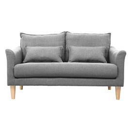 Canapé 2 places en tissu gris et bois clair kate