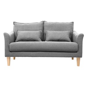 Canapé 2 places en tissu gris et bois clair kate