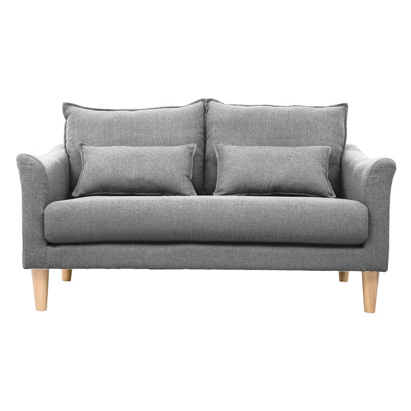 Canapé 2 places en tissu gris et bois clair kate