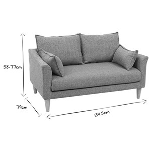 Canapé 2 places en tissu gris et bois clair kate