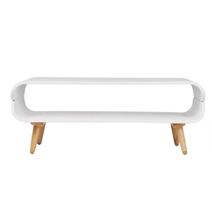 Table basse rectangulaire blanc et bois clair l118 cm takla