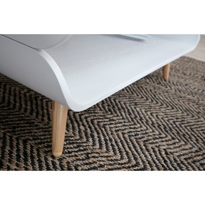 Table basse rectangulaire blanc et bois clair l118 cm takla