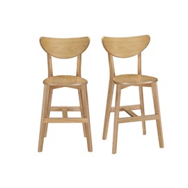 Tabourets de bar finition chêne h65 cm (lot de 2) leena