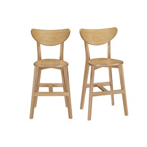 Tabourets de bar finition chêne h65 cm (lot de 2) leena