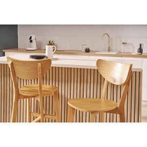 Tabourets de bar finition chêne h65 cm (lot de 2) leena