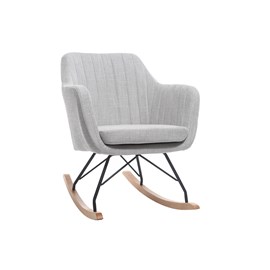 Rocking chair en tissu gris clair, métal noir et bois clair aleyna