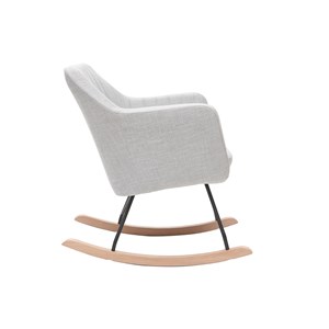 Rocking chair en tissu gris clair, métal noir et bois clair aleyna