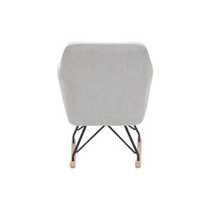 Rocking chair en tissu gris clair, métal noir et bois clair aleyna