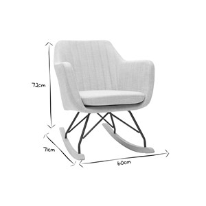 Rocking chair en tissu gris clair, métal noir et bois clair aleyna