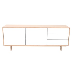 Buffet bois et blanc 2 portes 3 tiroirs l195 cm sid