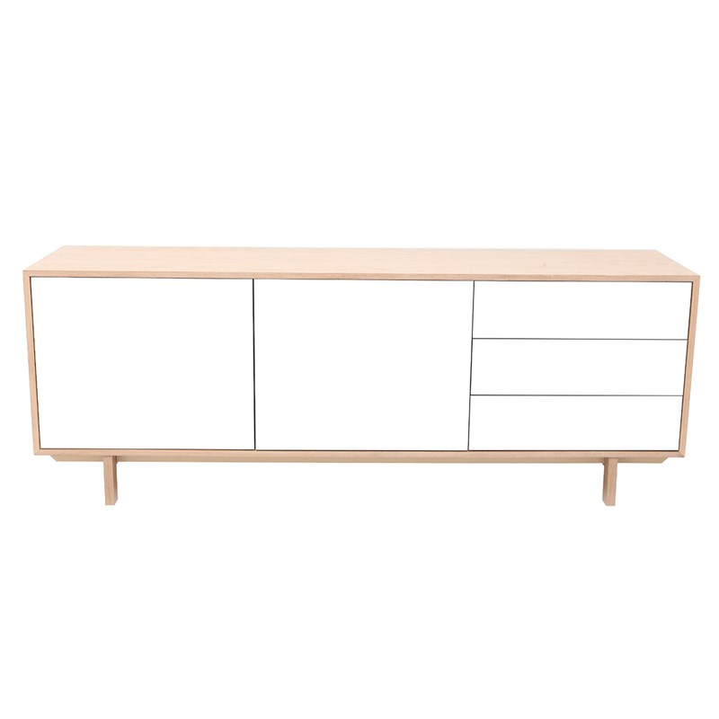 Buffet bois et blanc 2 portes 3 tiroirs l195cm sid