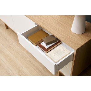 Buffet bois et blanc 2 portes 3 tiroirs l195cm sid