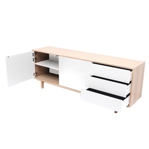 Buffet bois et blanc 2 portes 3 tiroirs l195cm sid