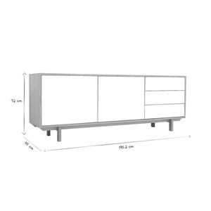 Buffet bois et blanc 2 portes 3 tiroirs l195cm sid