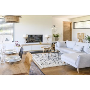 Meuble tv bois et blanc l180 cm sid