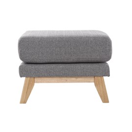 Pouf repose-pieds déhoussable en tissu gris clair et bois clair oslo