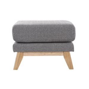 Pouf repose-pieds déhoussable en tissu gris clair et bois clair oslo