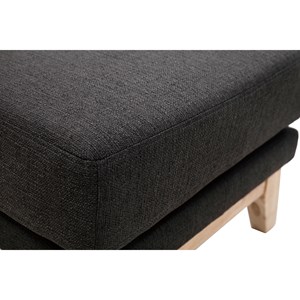 Pouf repose-pieds déhoussable en tissu gris foncé et bois clair oslo