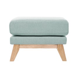 Pouf repose-pieds déhoussable en tissu vert lagon et bois clair oslo