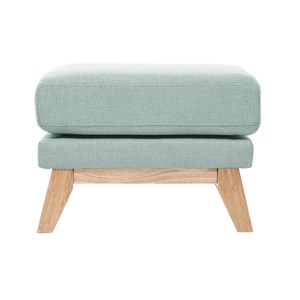 Pouf repose-pieds déhoussable en tissu vert lagon et bois clair oslo