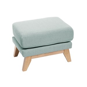 Pouf repose-pieds déhoussable en tissu vert lagon et bois clair oslo