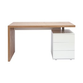 Bureau avec rangements 3 tiroirs bois clair chêne et blanc l140 cm calix