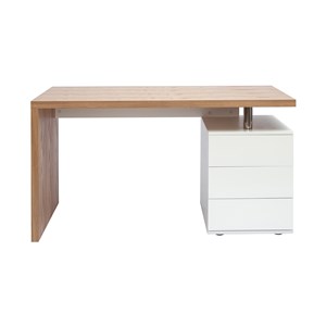 Bureau avec rangements 3 tiroirs bois clair chêne et blanc l140 cm calix