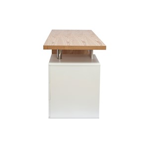 Bureau avec rangements 3 tiroirs bois clair chêne et blanc l140 cm calix