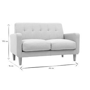 Canapé 2 places en tissu gris clair et bois clair luna