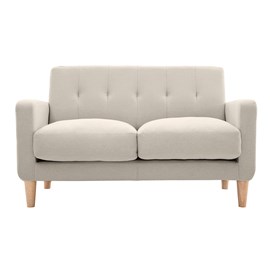 Canapé 2 places en tissu beige et bois clair luna