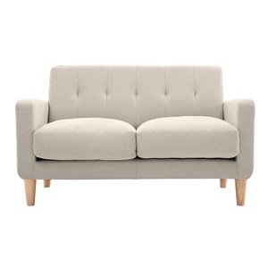 Canapé 2 places en tissu beige et bois clair luna