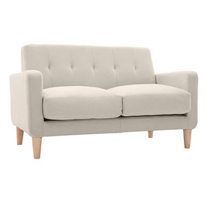 Canapé 2 places en tissu beige et bois clair luna