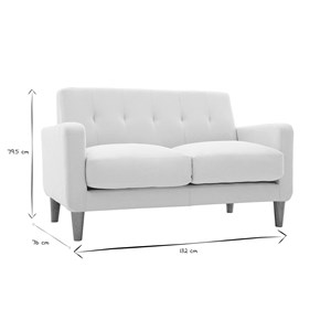 Canapé 2 places en tissu beige et bois clair luna