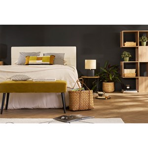 Table d'appoint ronde bois clair chêne et métal noir d42 cm lace