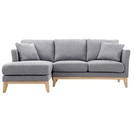 Canapé d'angle gauche déhoussable 3-4 places en tissu gris clair oslo