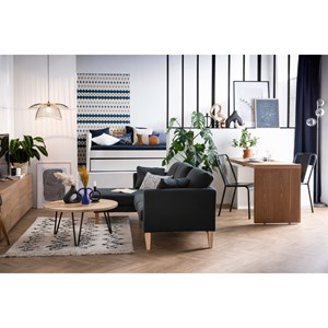 Canapé d'angle gauche déhoussable 3-4 places en tissu gris clair oslo