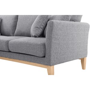 Canapé d'angle gauche déhoussable 3-4 places en tissu gris clair oslo
