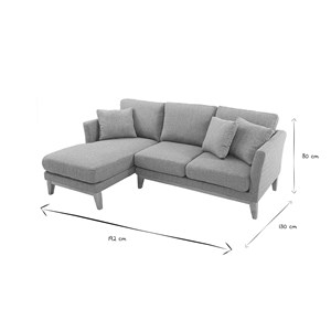 Canapé d'angle gauche déhoussable 3-4 places en tissu gris clair oslo