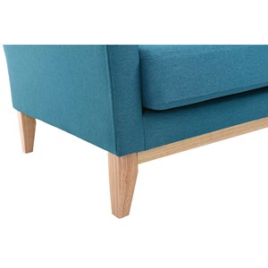 Canapé d'angle gauche bleu canard déhoussable et bois clair 3-4 places oslo