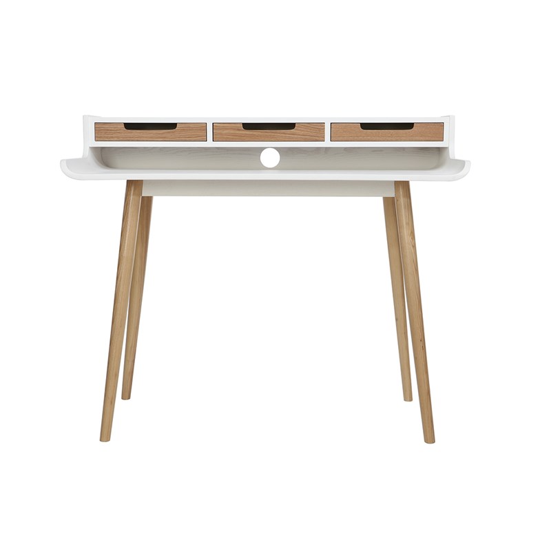 Bureau avec rangements bois clair et blanc l110 cm opus