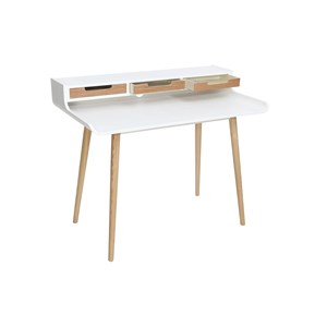 Bureau avec rangements bois clair et blanc l110 cm opus