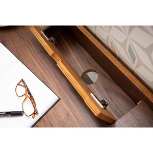 Bureau avec rangements 3 tiroirs  bois foncé noyer l132 cm hallen