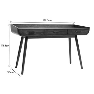 Bureau avec rangements 3 tiroirs  bois foncé noyer l132 cm hallen