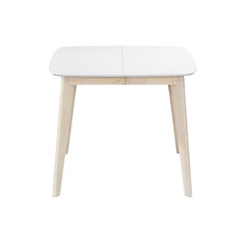 Table à manger extensible carrée blanche et bois l90-130 cm leena