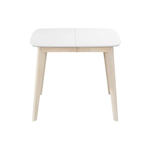 Table à manger extensible carrée blanche et bois l90-130 cm leena