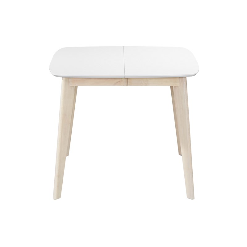 Table à manger extensible carrée blanche et bois l90-130 cm leena